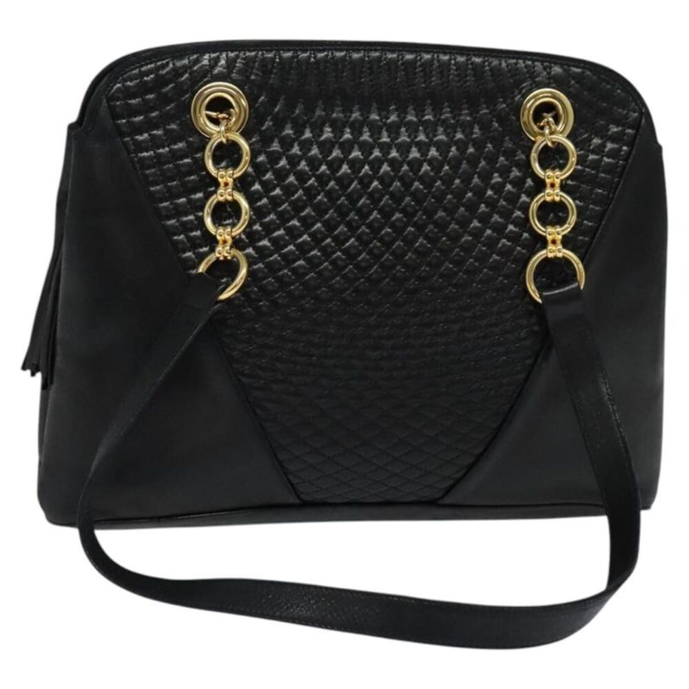 Bally Vintage Quilted Leather Black Leather Shoulder Bag Bag